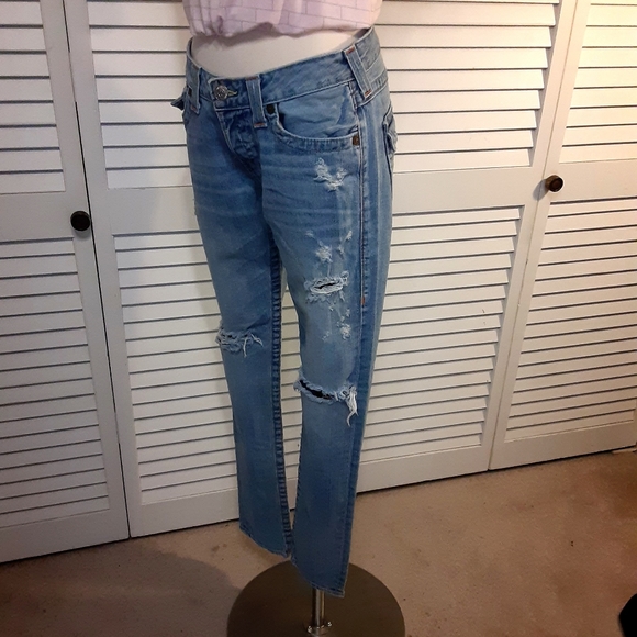 True Religion "Destroyed" Style with Orange & Yellow Stitching "Joey Jean" - Picture 6 of 14